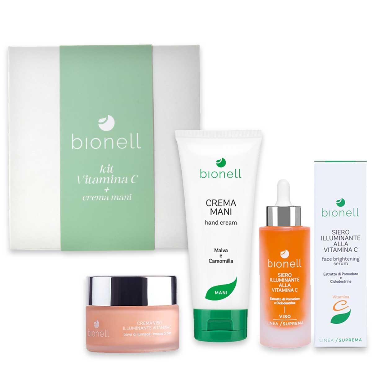 Bionell kit vitamina c crema viso 75 ml + siero 30 ml + crema mani 100 ml