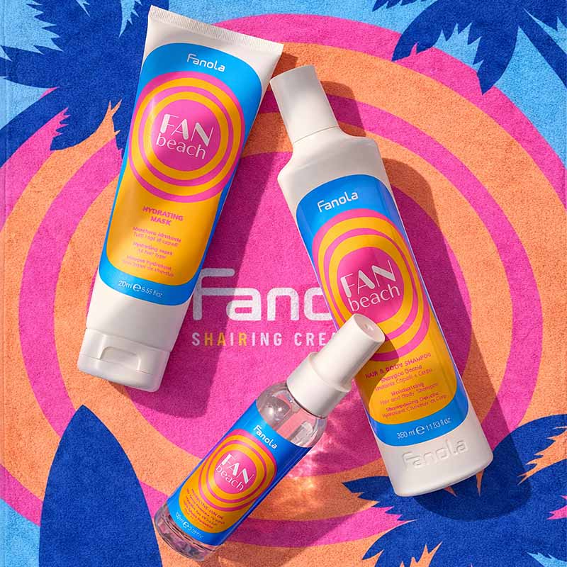 Fanola Fanbeach kit Solari: shampoo 350 ml + maschera 250 ml + olio protettivo 100 ml + Telo Mare