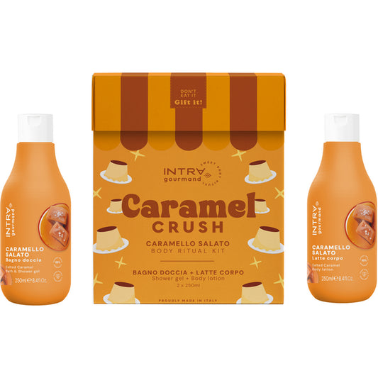 INTRA COFANETTO CARAMEL CRUSH; BAGNODOCCCIA CARAMELLO SALATO 250 ML + LATTE CORPO CARAMELLO SALATO 250 ML