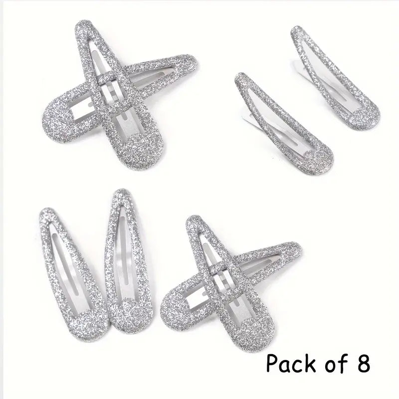 Fermagli clic clac glitter argento 6cm
