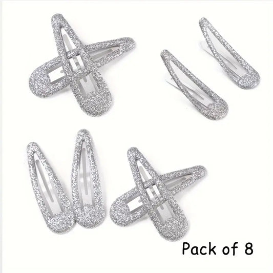 Fermagli clic clac glitter argento 6cm