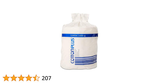 Cotton Plus CORDA 1000 g - LINEA PROFESSIONALE | 100% PURO COTONE IDROFILO CARDATO PER USO PROFESSIONALE | Morbido e assorbente.