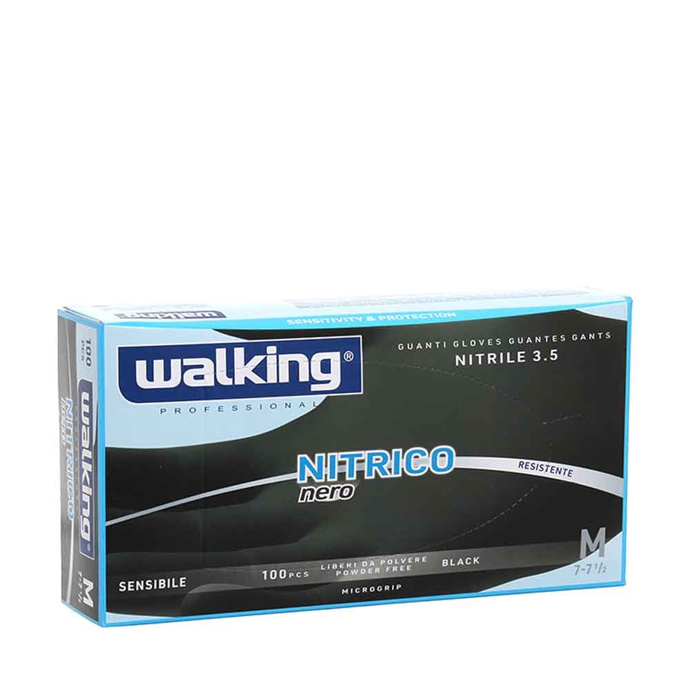 GUANTI MONOUSO IN NITRILE WALKING NITRICO NERO 3.5 GR 100pz Taglia M
