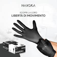 Guanti in nitrile nero senza polvere misura L Hanska